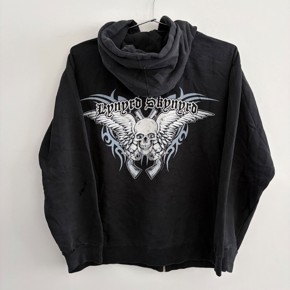 Lynyrd Skynyrd Standard Supply Black Graphic Zip Up Hoodie Small Distressed